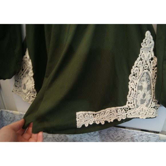 Alter'd State Small Green Romper Lace Detailing & Gathered Long Sleeves Olive - Picture 9 of 9
